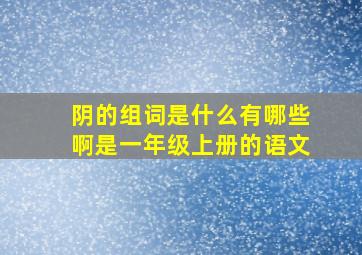 阴的组词是什么有哪些啊是一年级上册的语文