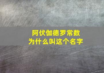 阿伏伽德罗常数为什么叫这个名字