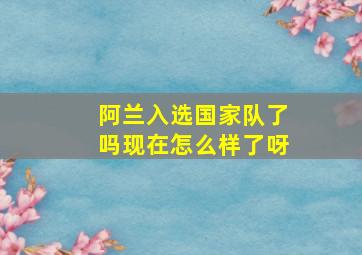 阿兰入选国家队了吗现在怎么样了呀