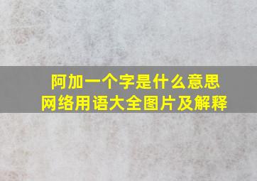 阿加一个字是什么意思网络用语大全图片及解释