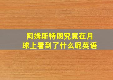 阿姆斯特朗究竟在月球上看到了什么呢英语