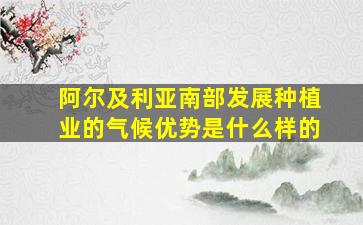 阿尔及利亚南部发展种植业的气候优势是什么样的