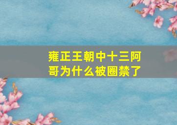 雍正王朝中十三阿哥为什么被圈禁了