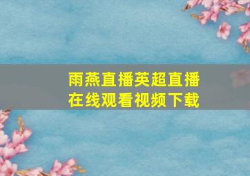 雨燕直播英超直播在线观看视频下载