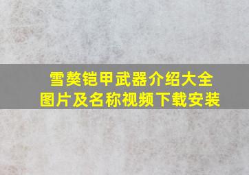 雪獒铠甲武器介绍大全图片及名称视频下载安装