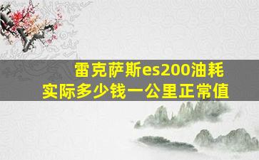 雷克萨斯es200油耗实际多少钱一公里正常值