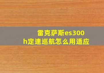 雷克萨斯es300h定速巡航怎么用适应