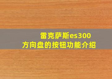 雷克萨斯es300方向盘的按钮功能介绍