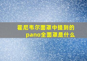 霍尼韦尔面罩中提到的pano全面罩是什么