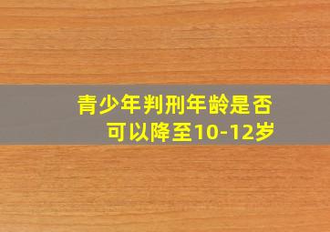 青少年判刑年龄是否可以降至10-12岁