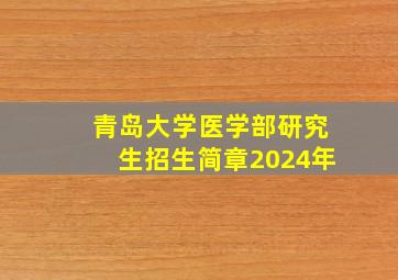 青岛大学医学部研究生招生简章2024年