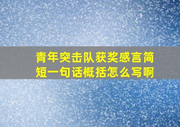 青年突击队获奖感言简短一句话概括怎么写啊