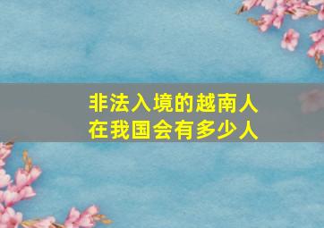 非法入境的越南人在我国会有多少人