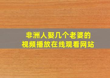 非洲人娶几个老婆的视频播放在线观看网站