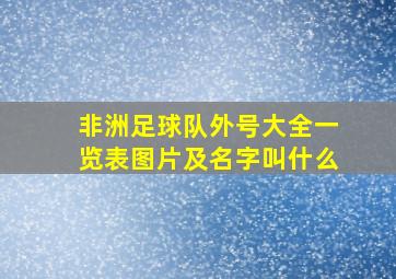 非洲足球队外号大全一览表图片及名字叫什么