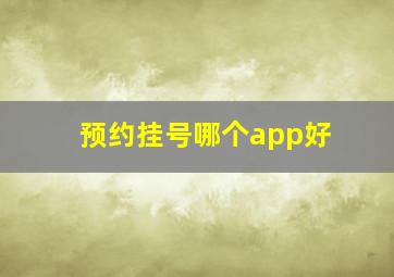 预约挂号哪个app好