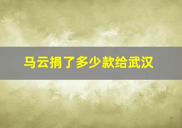 马云捐了多少款给武汉