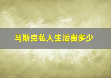 马斯克私人生活费多少