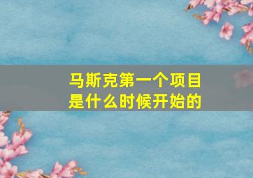 马斯克第一个项目是什么时候开始的