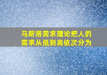 马斯洛需求理论把人的需求从低到高依次分为