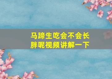 马蹄生吃会不会长胖呢视频讲解一下