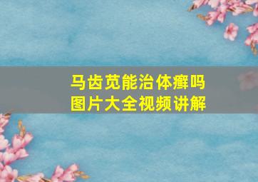 马齿苋能治体癣吗图片大全视频讲解