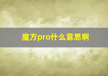 魔方pro什么意思啊