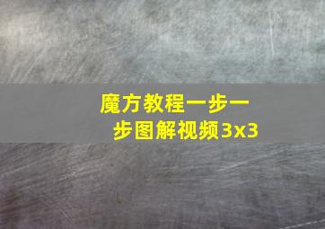 魔方教程一步一步图解视频3x3