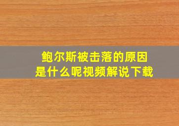 鲍尔斯被击落的原因是什么呢视频解说下载