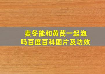 麦冬能和黄芪一起泡吗百度百科图片及功效