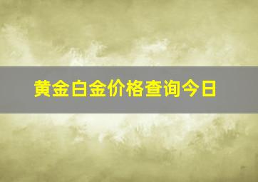 黄金白金价格查询今日