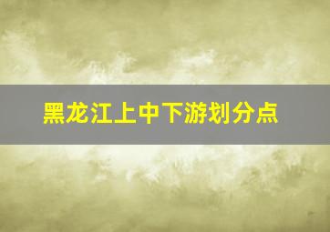 黑龙江上中下游划分点